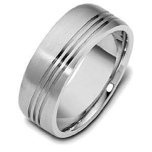   18 Karat White Gold Designer Wedding Band Ring   8.25 Jewelry