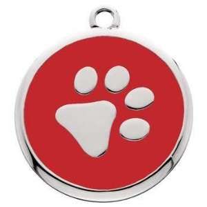  IdTag Enameled Id Tag Dog Circle Paw Red   Medium Pet 