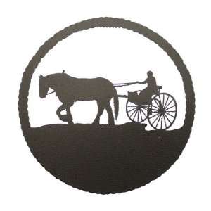 10 INCH ROUND DRAFT Horse DRIVING WALL DECOR 