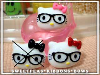 Two Hello Kitty Nerd Resins with RED Bows M2M Nerd grosgrain ribbon 