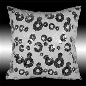   SILVER CIRCLES SEQUINS THROW PILLOW CASES CUSHION COVERS 16  