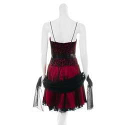 Aspeed Womens Red/ Black Pleated Skirt Party Dress  