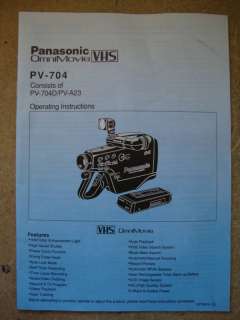 Panasonic OmniMovie VHS PV 704 Operating Manual # 264  