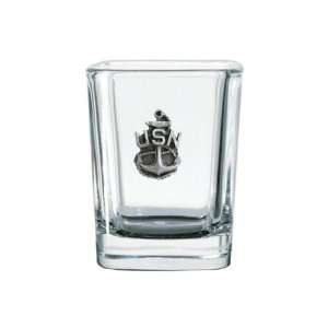 US Navy   Navy Chiefs Anchor Pewter Crest on 2.25oz. Square Shot 
