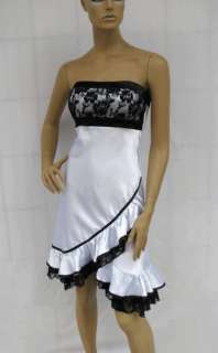 BL1391UP WHITE & BLACK STRAPLESS PADDED LACE COCKTAIL CLUBWEAR DRESS 