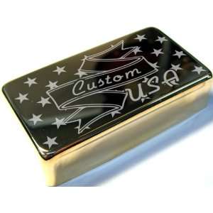    Custom USA Stars Gold Engraved Humbucker Cover Musical Instruments
