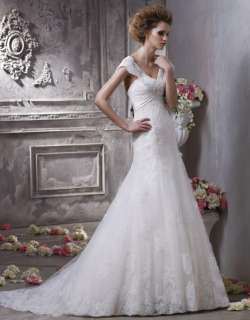 Stylish V neck wedding dress with sleeves,elaborate   