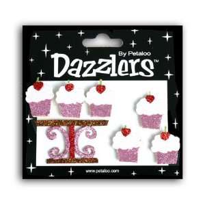  Dazzlers   Birthday   Cupcake x 6 w/stand   White/Pink by 