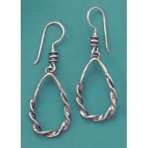  Oxidized Sterling Silver French Wire Earrings, Twisted, 1 
