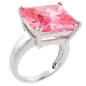   Sterling Silver Emerald cut Pink Sapphire Bling Ring Glitzs Jewelry