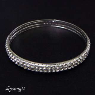 Swarovski Clear Crystal 2 Rows Bracelet Bangle B1124W  