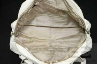 Prada White Pebbled Water Buffalo Leather Shoulder Bag  