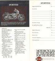 1982 Harley Davidson Sportster Specification Sheets  