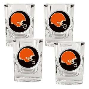  Cleveland Browns NFL 4pc Square Shot Glass Set Kitchen 
