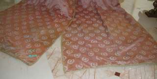 GORGEOUS ANTIQUE FRENCH PINK SILK PAIR DRAPES PANELS PROJECTS 