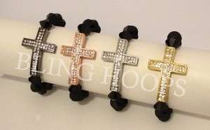 NEW Bling Large Rhinestone Cross Bracelets Crystal Sideways Charm 