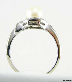 PEARL & DIAMOND Fashion RING   14K White GOLD Modern  