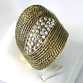   Vintage Mens Copper Tone Inset Gemstone CZ Ring Fashion Jewelry