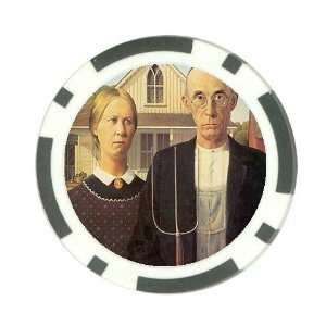  American Gothic Poker Chip Card Guard Great Gift Idea 