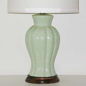 Hollywood Regency Chinoiserie Crackle Glaze Porcelain Lamp Mid Century 