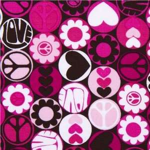  pink Peace Buttons Michael Miller designer fabric (Sold in 