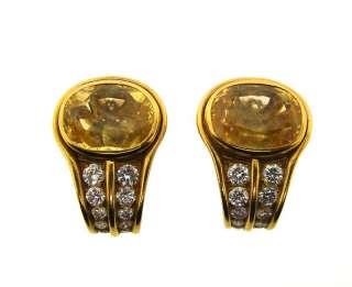 WOW Bulgari 18k, Yellow Sapphire & Diamond Earrings  