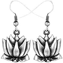 Pewter Lotus Flower Earrings  