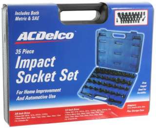 New AC Delco 35 Pc 3/8 Impact Socket Set   SAE & Metric  