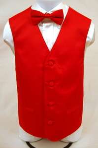 Boys Red Tuxedo Vest Bow Tie Set Size 6  