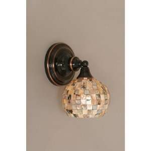   Wall Sconce with Seashell Glass in Black Copper