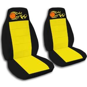  2 Black and yellow Basketball seat covers for a 1998 