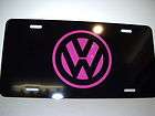Volkswagen pink/blk metal license plate
