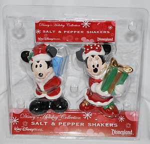 Disney Christmas Holiday Santa Mickey Minnie Salt Pepper Shakers NEW 