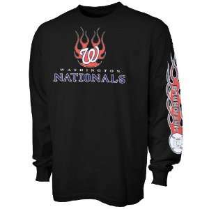  Washington Nationals Black Flaming Logo Long Sleeve T 
