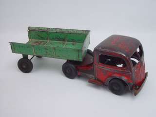 1930s Kingsbury Truck & Trailer Wind up w Rubber Tires  