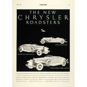  1931 Ad Chrysler Six Roadster Eight Sport Imperial Auto 