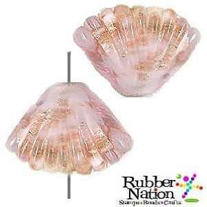  Ocean Sea Shell Lampwork Glass Focal Beads PINK GOLD 8pc 