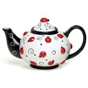 Ladybug With Swirls Teapot For Kitchen Decor And Teas 