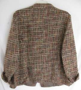 Coldwater Creek Fluffy Wool Blend Tweed Notched Jacket  