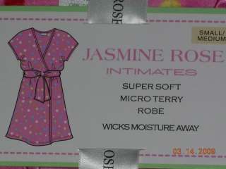 Jasmine Rose Short Micro Terry Robe S/M Polka Dot NWT  