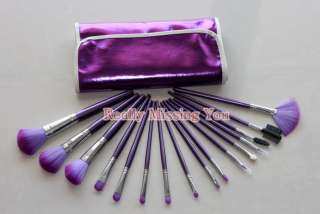 16 Pcs Purple Nylon Makeup Brushes Set Cosmetic Brush  