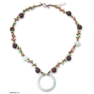    Jade and wood necklace, Natures Embrace 0.5 W 25.8 L Jewelry