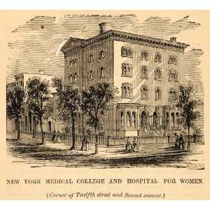  1872 New York Medical College Women Hospital NYC Print 