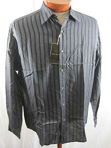 Joseph Abboud Gun Metal Grey Stripe Button Up Sport Shirt Sz XL NEW $ 