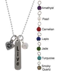 Charming Life Silver Live Heart and Gem Charm Necklace   