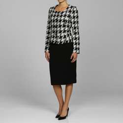 Kasper Womens Houndstooth Jacket Skirt Suit  
