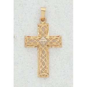  14 Kt Gold Religious Medals   Cross   In a Premium Black 