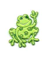 FROG, SMILING & WAVING, IRON ON APPLIQUE/PATCH  
