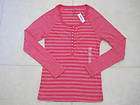OLD NAVY WOMENS PINK STRIPED HENLEY JERSEY S & M NWT