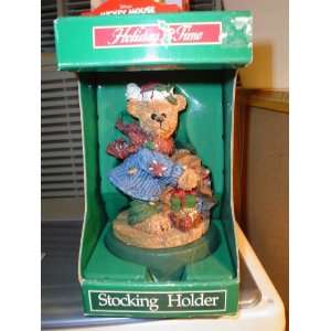 PATCH BEAR WITH PACKAGES CAST IRON BASE STOCKING HOLDER  